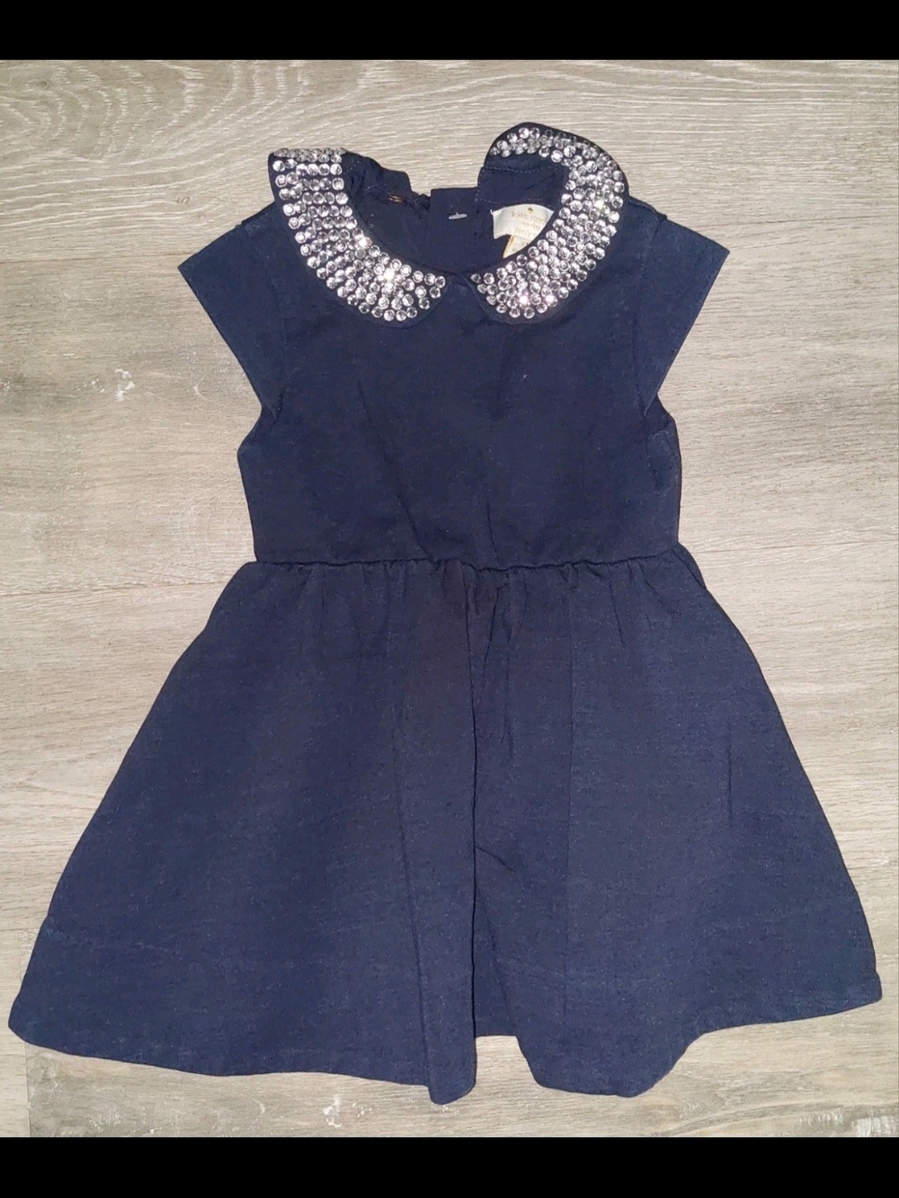 Kate Spade Girls 2T Size 2 Blue Dress Rhinestone Collar $448 Timeless